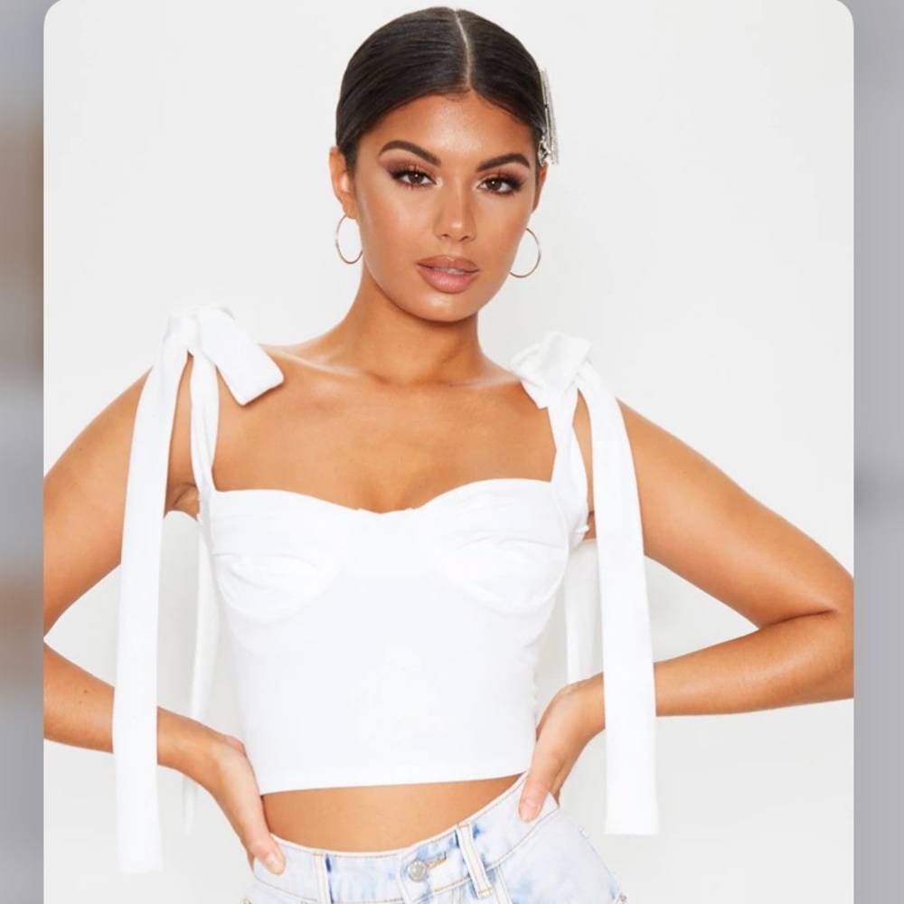 COPY - Neverworn White Cup Detail Tie Crop Top
